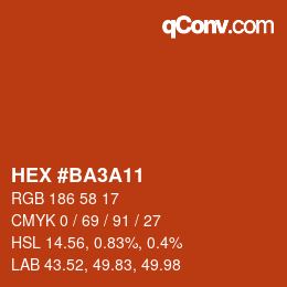 カラーコード: HEX #BA3A11 | qconv.com