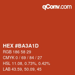 カラーコード: HEX #BA3A1D | qconv.com