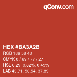 Color code: HEX #BA3A2B | qconv.com