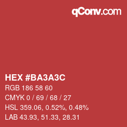 カラーコード: HEX #BA3A3C | qconv.com