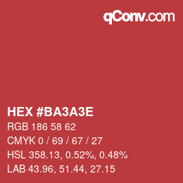 Color code: HEX #BA3A3E | qconv.com