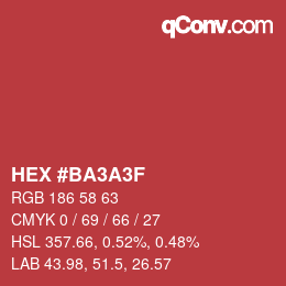 カラーコード: HEX #BA3A3F | qconv.com