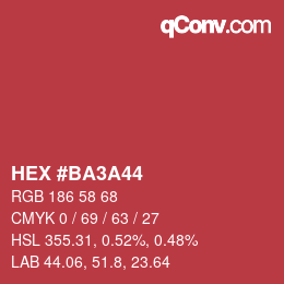 カラーコード: HEX #BA3A44 | qconv.com