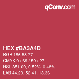 カラーコード: HEX #BA3A4D | qconv.com