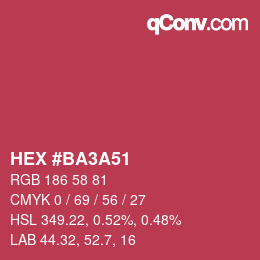カラーコード: HEX #BA3A51 | qconv.com