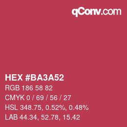 カラーコード: HEX #BA3A52 | qconv.com