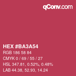 カラーコード: HEX #BA3A54 | qconv.com