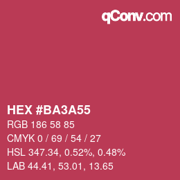 カラーコード: HEX #BA3A55 | qconv.com