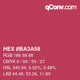 カラーコード: HEX #BA3A58 | qconv.com