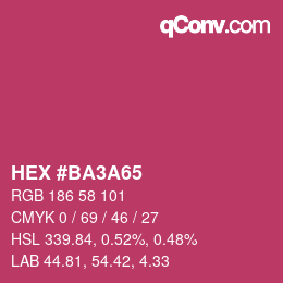 カラーコード: HEX #BA3A65 | qconv.com