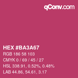 カラーコード: HEX #BA3A67 | qconv.com