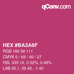 カラーコード: HEX #BA3A6F | qconv.com