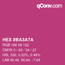 カラーコード: HEX #BA3A7A | qconv.com