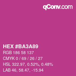 カラーコード: HEX #BA3A89 | qconv.com