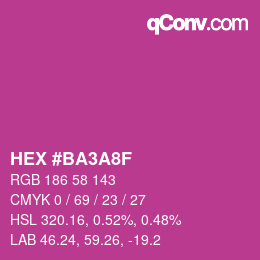 カラーコード: HEX #BA3A8F | qconv.com