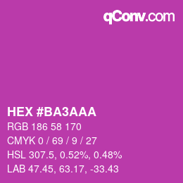 カラーコード: HEX #BA3AAA | qconv.com