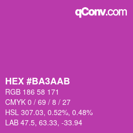 カラーコード: HEX #BA3AAB | qconv.com
