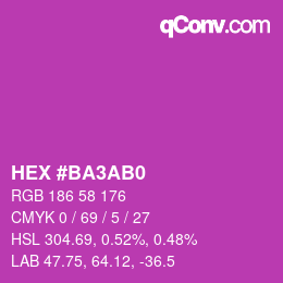 カラーコード: HEX #BA3AB0 | qconv.com
