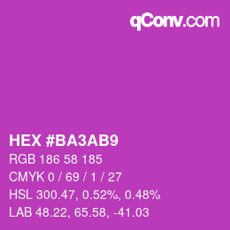 カラーコード: HEX #BA3AB9 | qconv.com