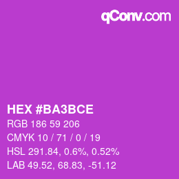 カラーコード: HEX #BA3BCE | qconv.com