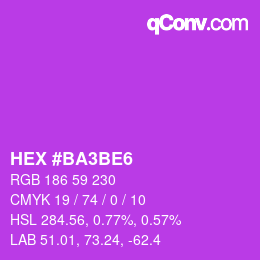 カラーコード: HEX #BA3BE6 | qconv.com