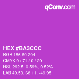 カラーコード: HEX #BA3CCC | qconv.com