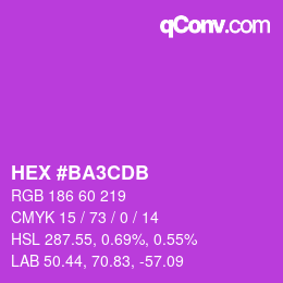 カラーコード: HEX #BA3CDB | qconv.com