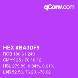 カラーコード: HEX #BA3DF9 | qconv.com