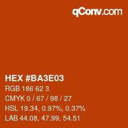 颜色代码: HEX #BA3E03 | qconv.com