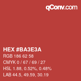 Color code: HEX #BA3E3A | qconv.com