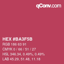 カラーコード: HEX #BA3F5B | qconv.com