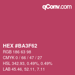 カラーコード: HEX #BA3F62 | qconv.com