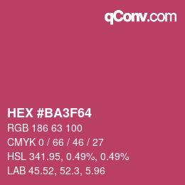 カラーコード: HEX #BA3F64 | qconv.com