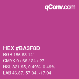 カラーコード: HEX #BA3F8D | qconv.com