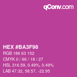 カラーコード: HEX #BA3F98 | qconv.com