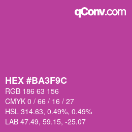 カラーコード: HEX #BA3F9C | qconv.com