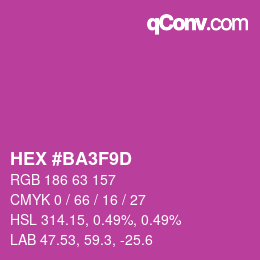 カラーコード: HEX #BA3F9D | qconv.com