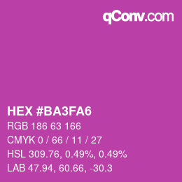カラーコード: HEX #BA3FA6 | qconv.com