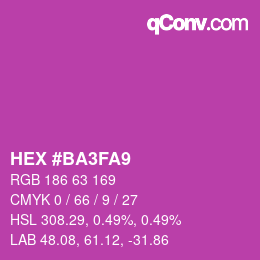 カラーコード: HEX #BA3FA9 | qconv.com