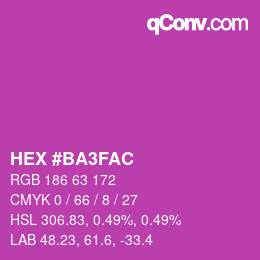 カラーコード: HEX #BA3FAC | qconv.com