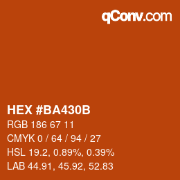 Color code: HEX #BA430B | qconv.com