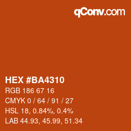 Color code: HEX #BA4310 | qconv.com