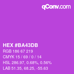 颜色代码: HEX #BA43DB | qconv.com