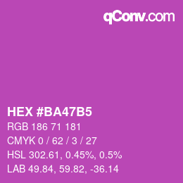 颜色代码: HEX #BA47B5 | qconv.com