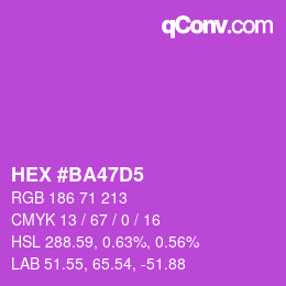 カラーコード: HEX #BA47D5 | qconv.com