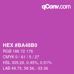 カラーコード: HEX #BA48B0 | qconv.com