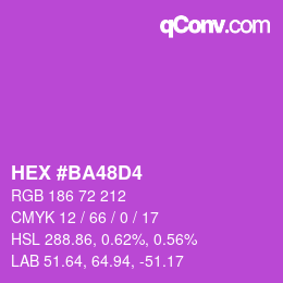 カラーコード: HEX #BA48D4 | qconv.com