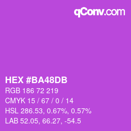 颜色代码: HEX #BA48DB | qconv.com