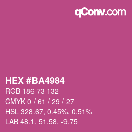 カラーコード: HEX #BA4984 | qconv.com