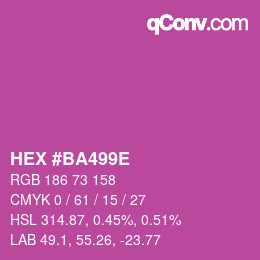 カラーコード: HEX #BA499E | qconv.com